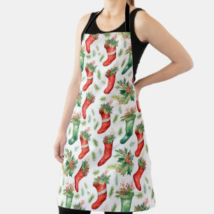 Green and Red Christmas Stockings Apron