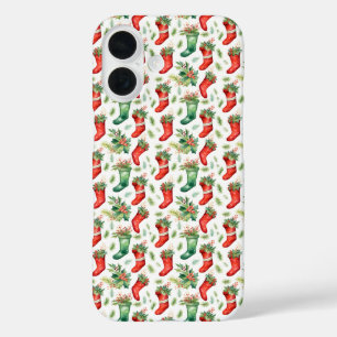 Green and Red Christmas Stockings iPhone 16 Case