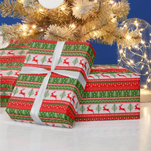 Green and Red Christmas Sweater Vintage Christmas Wrapping Paper