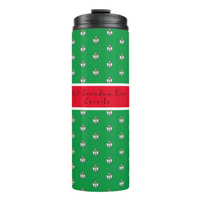 Green and Red Christmas Thermal Tumbler (Front)