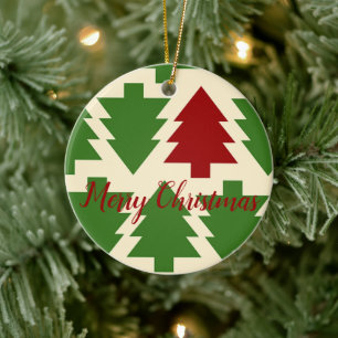 Green and Red Christmas Tree Ceramic Tree Decoration