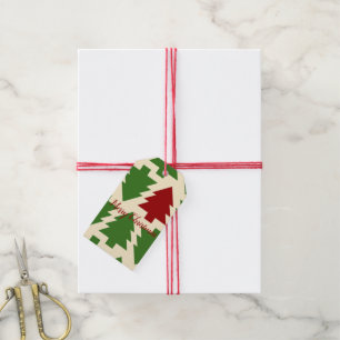 Green and Red Christmas Tree Gift Tags