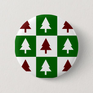 Green and Red Christmas Trees 6 Cm Round Badge