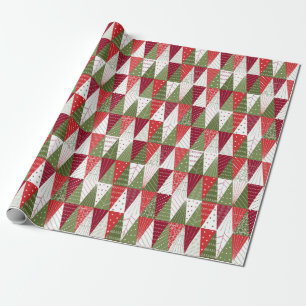 Green and Red Christmas Trees Wrapping Paper