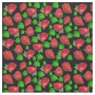 Green And Red Delicious Strawberries, Fabric