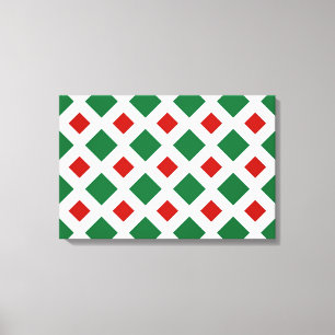 Green and Red Diamonds on White Canvas Print