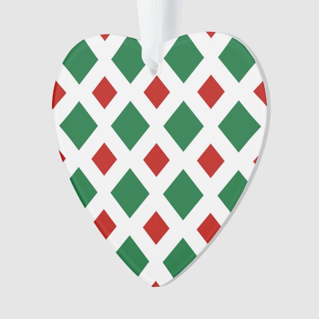 Green and Red Diamonds on White Ornament (Front)