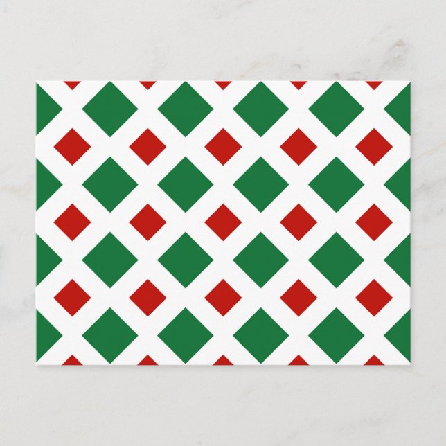 Green and Red Diamonds on White Postcard (Front)