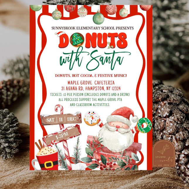 Green and Red Doughnuts with Santa Invitation (Creator Uploaded)