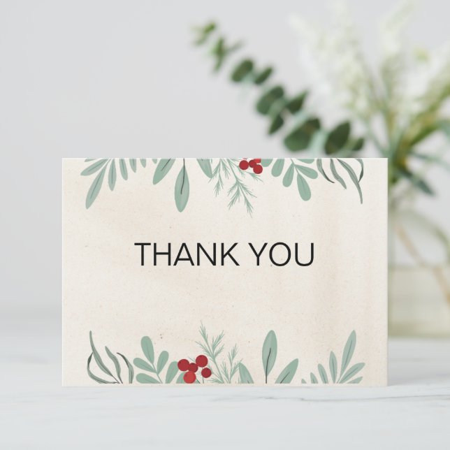 Green and Red Festive Christmas Thank You Card (Standing Front)