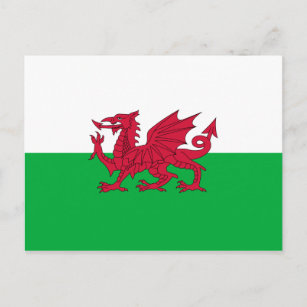 Green and Red Flag of Wales with Dragon Postcard