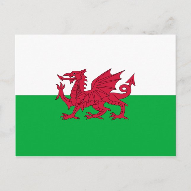 Green and Red Flag of Wales with Dragon Postcard (Front)