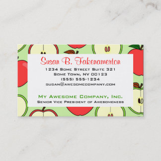 Green and Red Half Apple Print Business Card