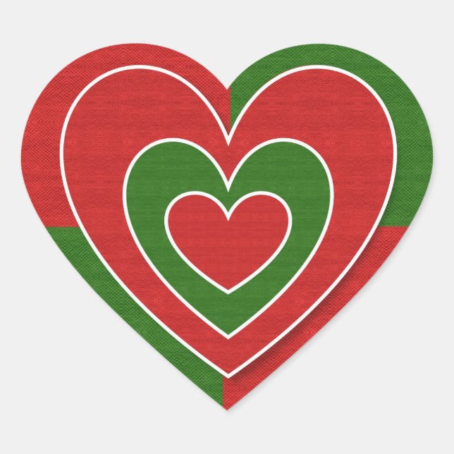 Green and Red Heart Sticker (Front)