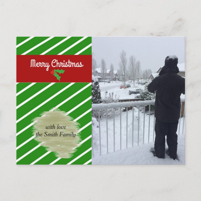 Green and Red Holiday Photo Card (Front)