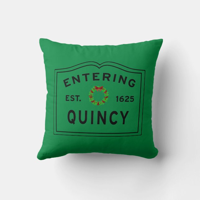 Green and Red Holiday Wreath, Entering Quincy Cushion (Back)