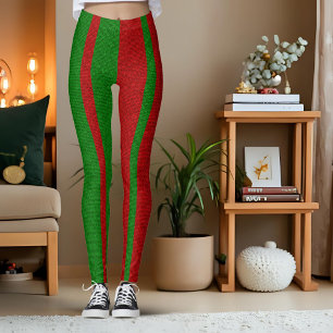 Green and Red Knitting Leggings