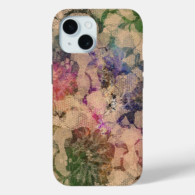Green And Red lace Roses Case-Mate iPhone Case (Back)