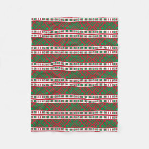 Green and red Latvian Latgale Ethnic Folk art Fleece Blanket