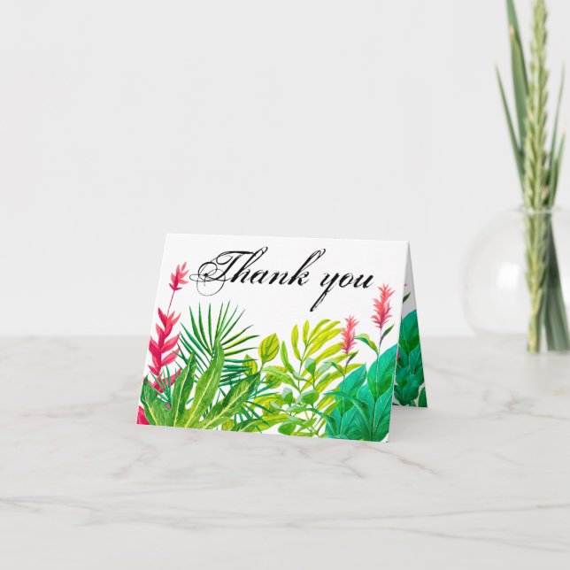 Green and Red Leaves Thank You Small Notecard (Front)