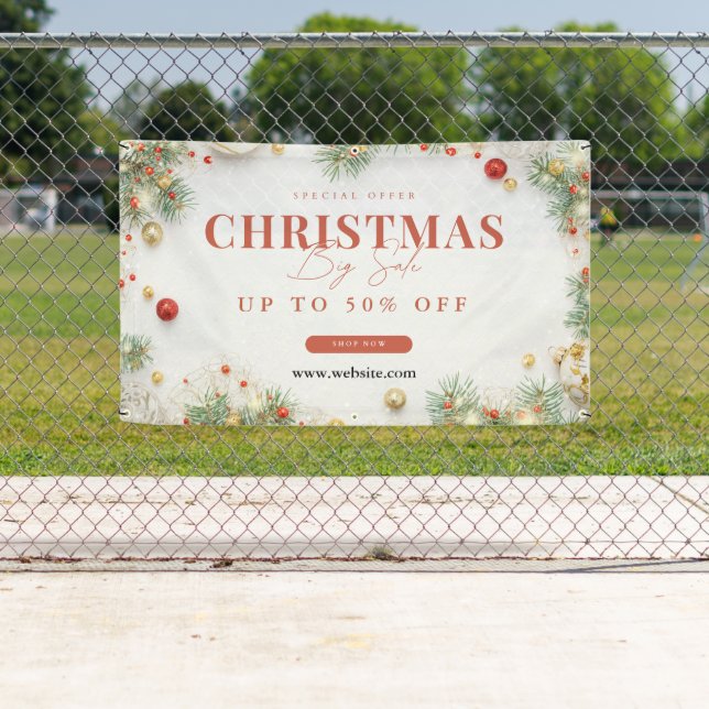 Green and Red Minimalist Christmas Holiday Sale  Banner (Insitu)