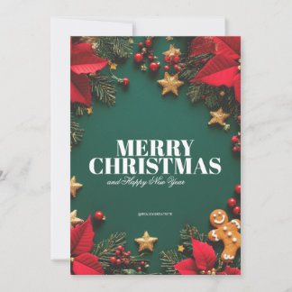 Green and Red Modern Merry Christmas Holiday Card