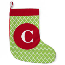Green and Red Moroccan Print Initial Stocking