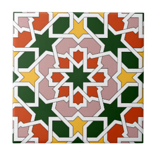 Green and red Moroccan tile mosaic 01 in