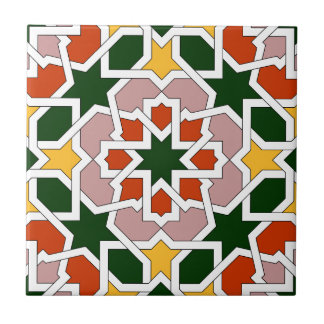 Green and red Moroccan tile mosaic 01 in