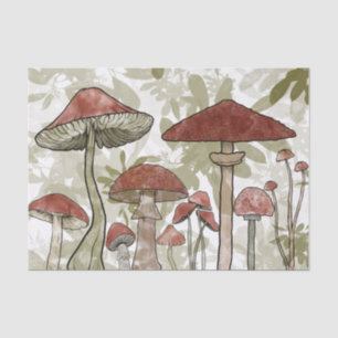 Green and Red Mushrooms Tissue Paper