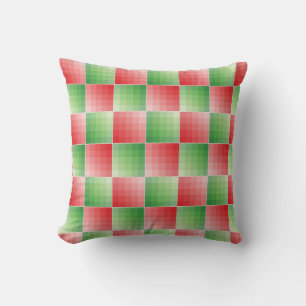 Green and red ombre checks cushion