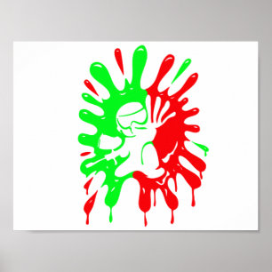 Green and Red Paintball Splatter and Mascot Poster