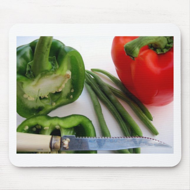 Green and Red Peppers with Beans Mouse Mat (Front)