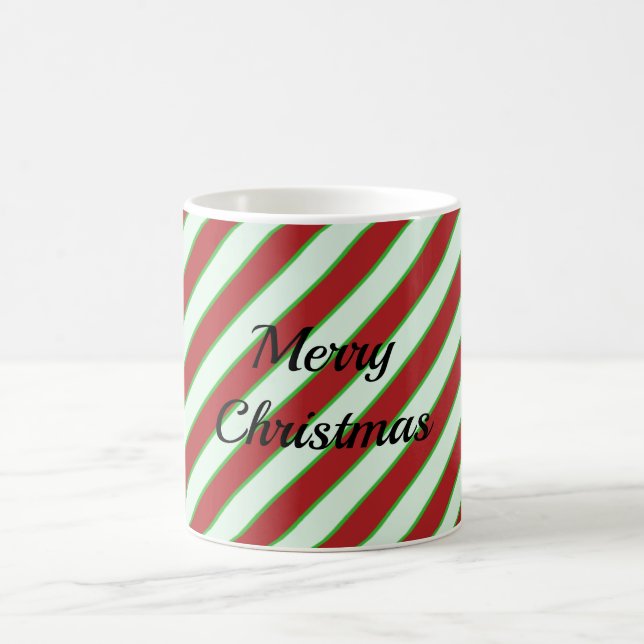 Green and Red Pinstripe Pattern Coffee Mug (Center)