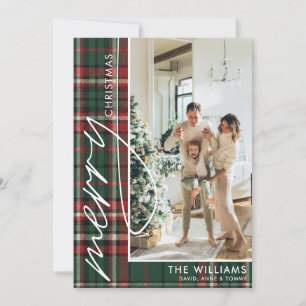 Green and Red Plaid Classic Photo Christmas Card