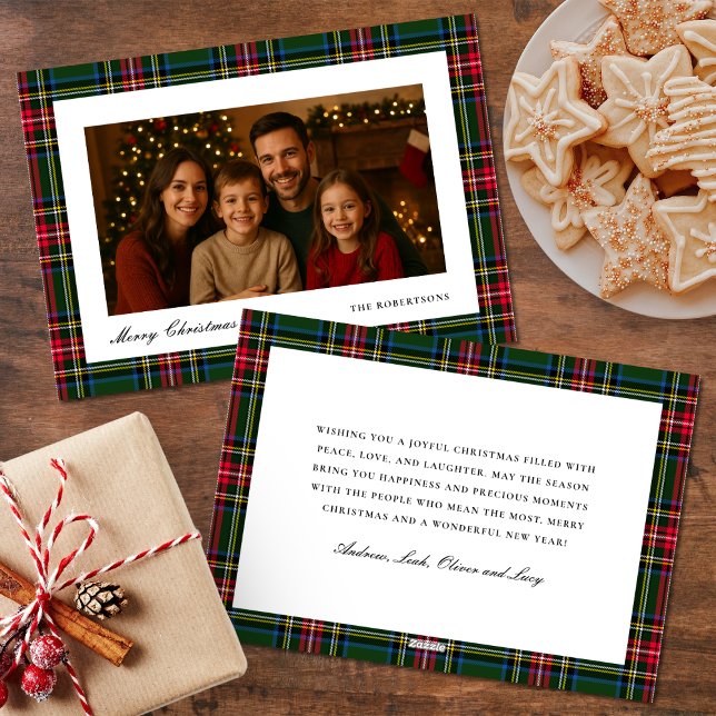 Green and Red Plaid Photo Holiday Card (Creator Uploaded)