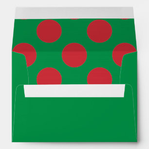 Green and Red Polka Dots Christmas Colours Envelope