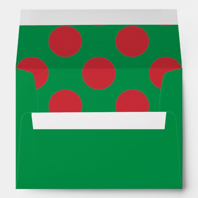 Green and Red Polka Dots Christmas Colours Envelope (Back (Bottom))