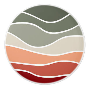Green and red retro style waves design ceramic knob