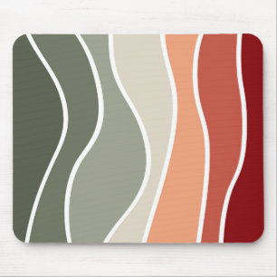 Green and red retro style waves design mouse mat