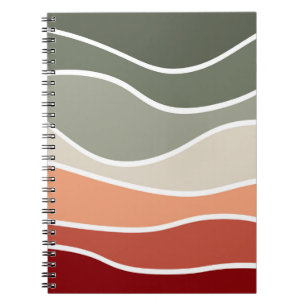 Green and red retro style waves design notebook