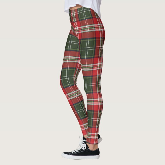  green and red Royal Stewart Tartan Leggings (Left)