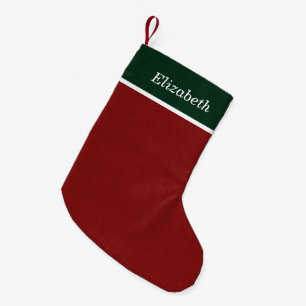 Green and Red Rustic Holiday Monogram Small Christmas Stocking