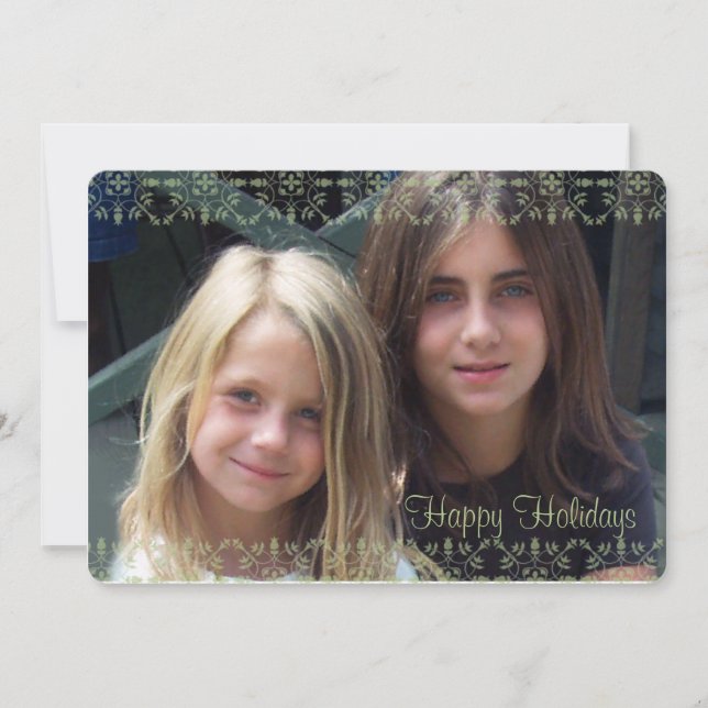 Green and Red Snowflake Double Sided Photo Card (Front)