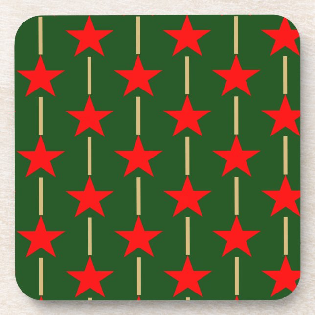Green And Red Stars Coaster (Front)