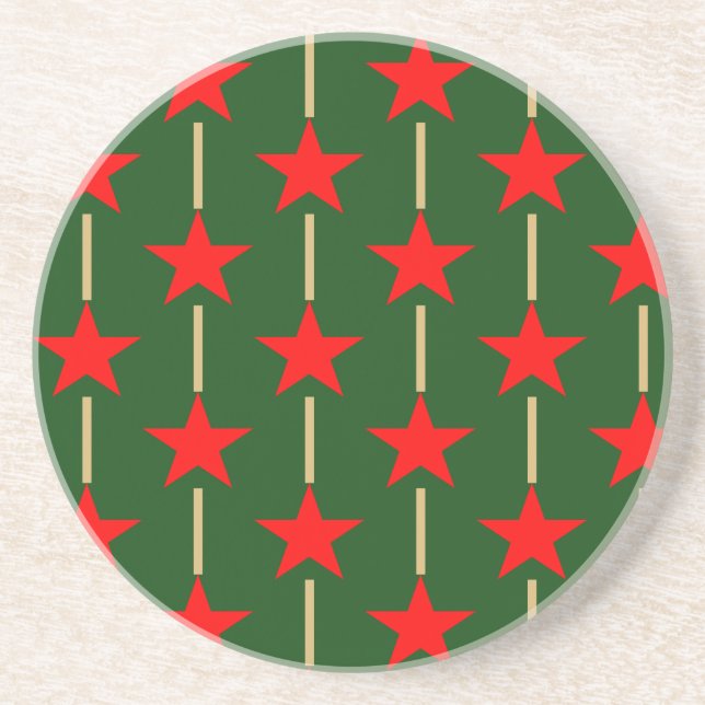 Green And Red Stars Coaster (Front)