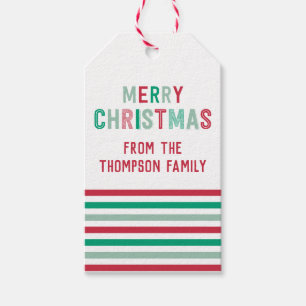 Green and Red Stripe Christmas Gift Tags