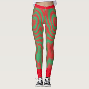 GREEN AND RED STRIPED Leggings