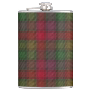 Green and red, tartan hip flask