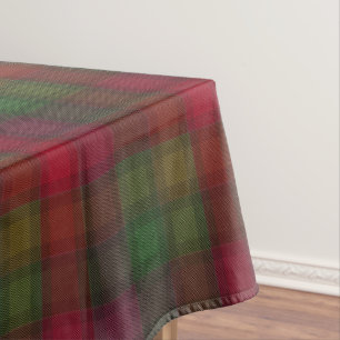 Green and red, tartan tablecloth
